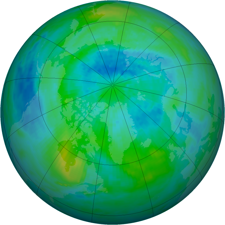 Arctic ozone map for 19 September 1992